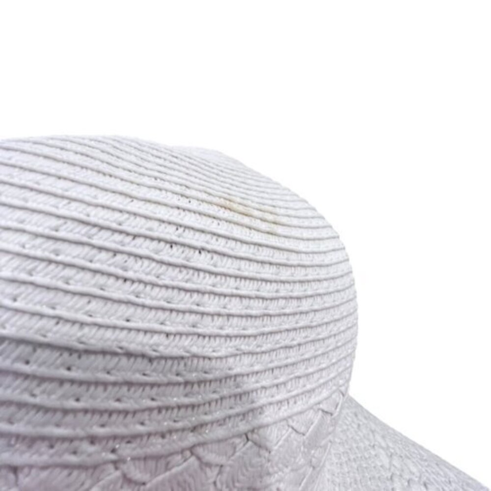 Falls Creek White Beach Hat Wide‎ Brim Pool Vacation Travel Cruise Braided BOHO - Picture 6 of 12